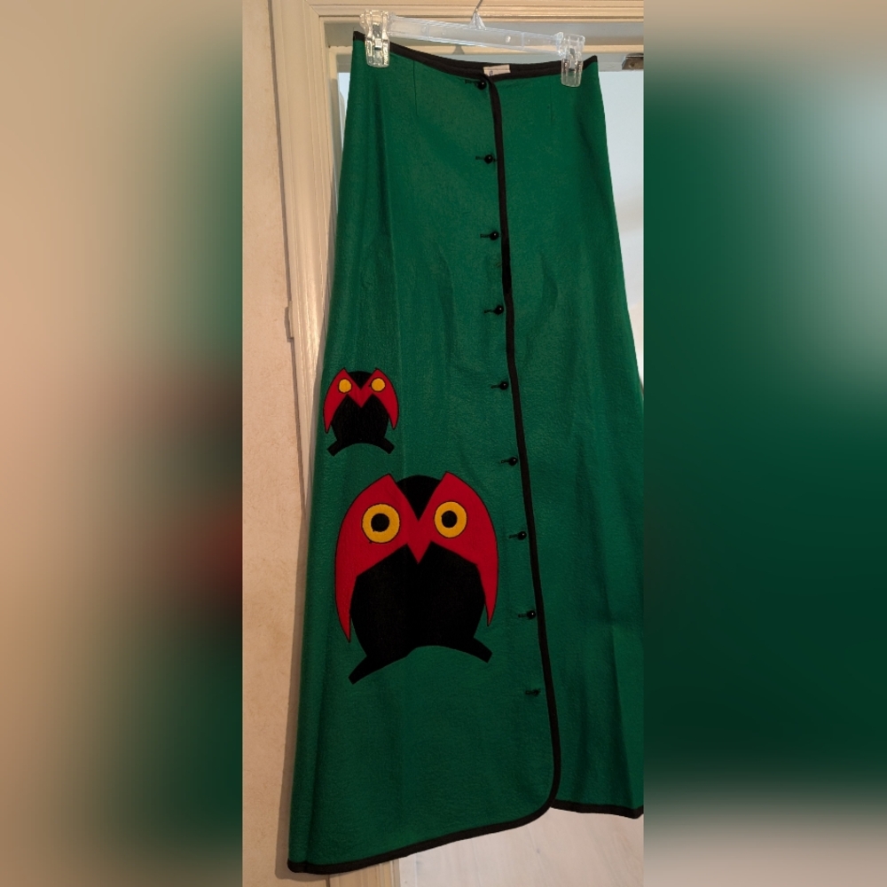 Vintage Long Green Felt Skirt